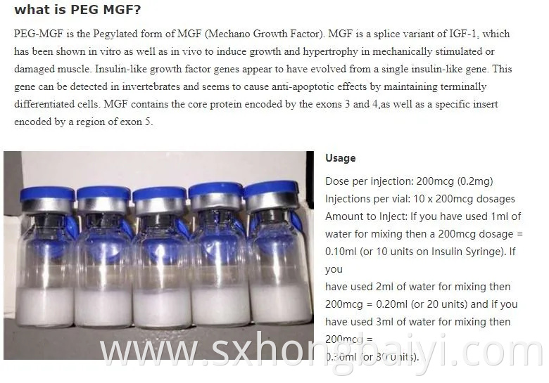 Factory Supply Hot Sales Peptides Peg Mgf 2mg for Bodybuilding